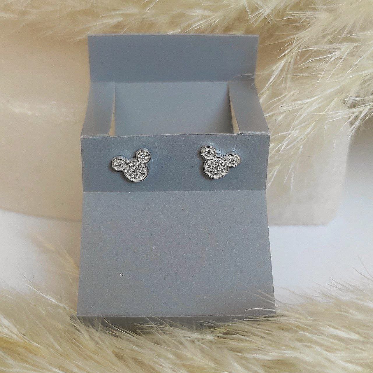 گل گوش دخترانه میکی موس نقره عیار 925  نگین کاری شده